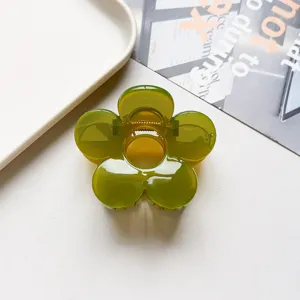 Green acrylic flower hair claw clip sweet cute stylish shark clip hair accessories for women