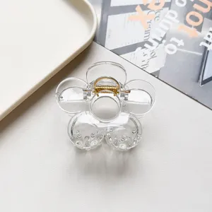 Transparent acrylic flower hair claw clip clear plastic cute hairpin for women styling