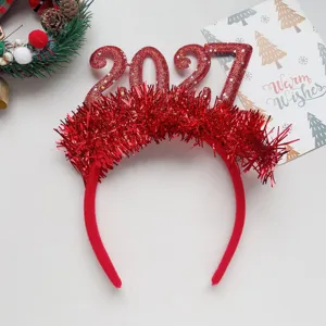 Cerchietto con glitter rosso 2027 per festa di Natale e Capodanno accessorio per capelli