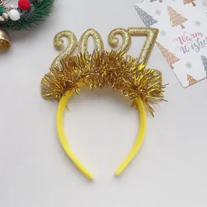 Nuovo cerchietto glitter Natale 2027 accessori capelli festa carino cerchio festivo