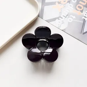 PC flower hair claw clip dark brown sweet versatile shark clip for half up hairstyles