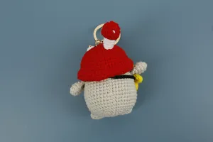 Portachiavi in peluche pinguino fungo all'uncinetto grazioso ciondolo borsa.