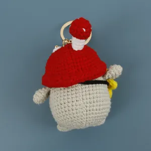 Portachiavi pinguino fungo all'uncinetto fatto a mano simpatico ciondolo borsa in peluche