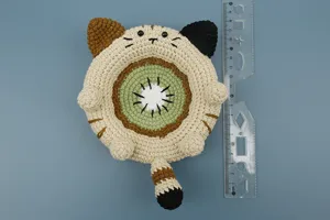 Handgemaakte gehaakte kat onderzetter schattig kiwi fruit patroon wol cup mat voor thuis