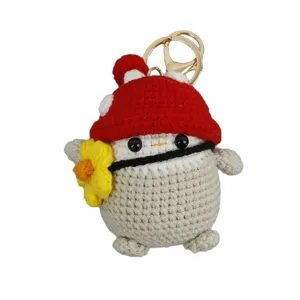 Portachiavi pinguino fungo all'uncinetto fatto a mano ciondolo borsa carino regalo.