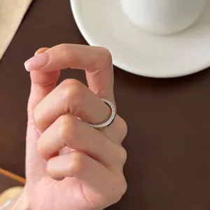 Bague Pave Diamant Argent S925 Classique Luxe Mode Ouvert Bague Pour Femme Bijoux