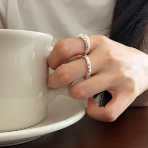 Bague marguerite en argent sterling S925 femme bicolore or et argent anneau d'index minimaliste