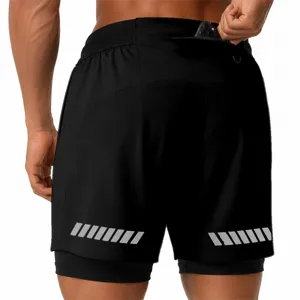 Men's athletic running shorts with quick-dry inner lining and secure back pocket for workouts.