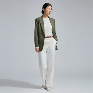 Detail view showing elegant women retro commuting outfit with stylish leather belt and shoes.