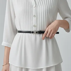 Women Genuine Leather Belt Minimalist Casual Metal Knot Buckle Fashion Waist Belt For Jeans Dress Daily Commute