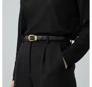 Dames echt lederen riem met gouden gesp zwarte casual broek taille riem mode