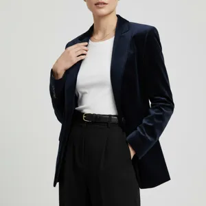 Damen Samt Blazer klassische langarm Jacke elegante Büro Dame professioneller Mantel