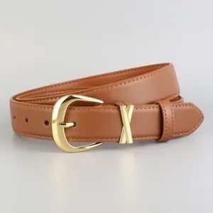 Ceinture femme en cuir veritable boucle ardillon retro ceinture de taille mode pantalon chic
