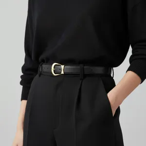 Ceinture en Cuir Véritable pour Femme Boucle Ardillon Rétro Cuir de Vachette Ceinture de Taille Mode Pantalon Polyvalent Décoration Casual