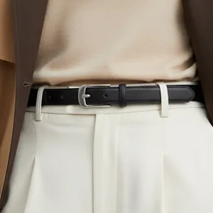 Women Genuine Leather Belt Versatile Casual Jeans Decorative Waistband Retro Pin Buckle Elegant Fashion Ladies Belt