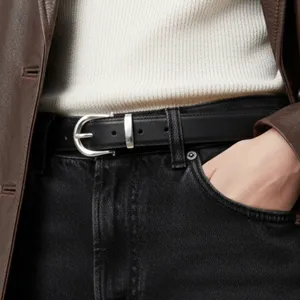 Minimalist Genuine Cowhide Leather Belt For Women Retro Casual Metal Pin Buckle Waist Belt Versatile Daily Waistband