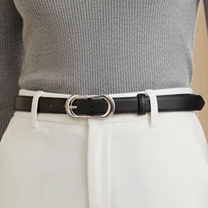 Women Genuine Leather Belt Minimalist Casual All-Match Pin Buckle Metal Irregular Design Pants Waistband Fashion Accessories