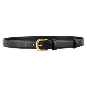 Genuine leather women's belt stylish casual waist belt for jeans black solid color