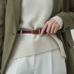 Women Retro Cow Suede Leather Belt Minimalist Alloy Pin Buckle Solid Color Versatile Casual Waist Belt For Ladies