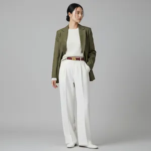 Vue détaillée de la ceinture rétro en suédine avec une tenue élégante et texturée.