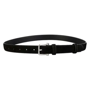 Black suede women belt with silver metal pin buckle casual jeans waist belt stylish