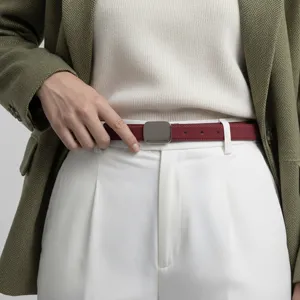 Women Genuine Leather Belt Minimalist Pin Buckle Waistband Versatile Fashion Casual Dress Pants Belt Accessories