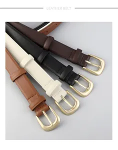 Detailansicht stilvoller Damen Ledergürtel mit Vintage Metallschnallen in verschiedenen Farben.