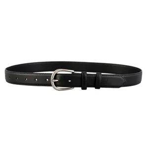 Women's genuine leather belt with stylish silver buckle versatile jeans accessory fashion.