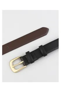 Damen Ledergürtel mit hellgoldener Retro-Schnalle, lässige Hose Kleid Taille Accessoire chic