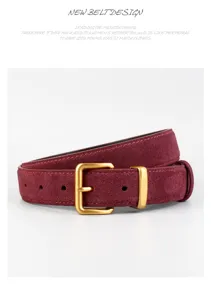 Women's suede belt with metal square buckle, high-end velvet texture minimalist style for jeans.