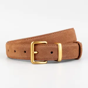 Women's Suede Leather Belt Minimalist Casual Pant Belt With Zinc Alloy Pin Buckle