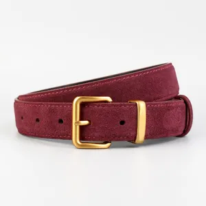 Elegant women suede belt with gold buckle velvet texture waist strap for jeans daily wear