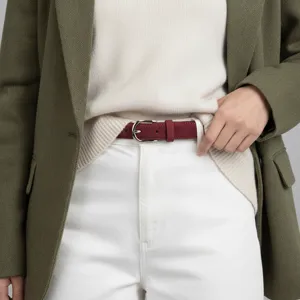 Ceinture en Cuir Véritable Vintage Minimaliste pour Femme Ceinture de Robe Casual Jeans Ceinture de Taille Fine Rétro avec Boucle à Ardillon en Alliage