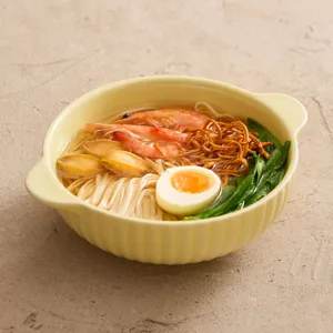 Macaron vertical stripe ceramic double-ear noodle bowl soup bowl tableware for home kitchen