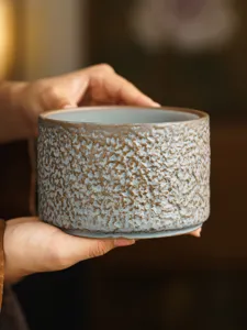 Bol de dechets de thé en céramique pour service à thé Kung Fu, pot d'eaux usees texture.