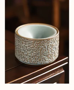 Bol à déchets de thé en céramique, design texturé rustique pour ensemble de thé gongfu.