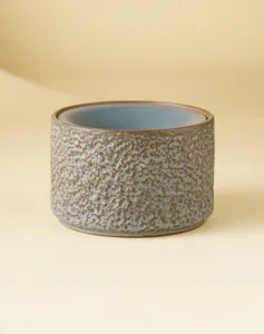 Vue rapprochée détaillée du bol à déchets de thé en céramique avec surface texturée.