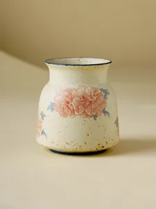Vintage Keramik Teewerkzeug Halter BlumenVase mit Blumenmuster fuer Tischdekoration