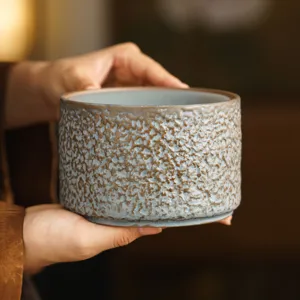 Bol à déchets de thé en céramique artisanale Jianshui pour cérémonie du thé chinoise.