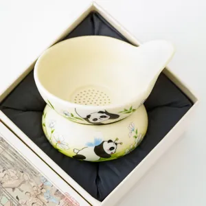 Service de filtre à thé panda mignon en céramique pour infusion de thé en vrac boîte cadeau