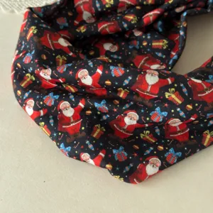 Christmas headband for women, elastic knotted hair band with Santa print festive accessory