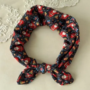 Christmas Santa print rabbit ear knotted headband elastic hair band women hair accessories