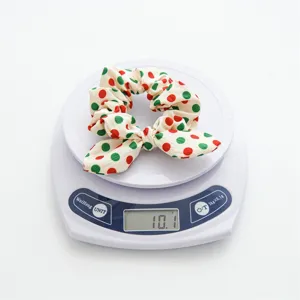Christmas red green polka dot bunny ear hair scrunchie fabric hair tie cute party headwear