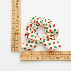 Christmas red green polka dot bunny ear hair scrunchie fabric hair rope detail view item