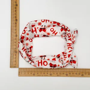 Christmas headband santa claus print bow knot elastic hair band for women holiday hair accessories