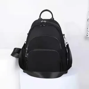 Sac à Dos Femme Mode Grande Capacité en Tissu Oxford Minimaliste Vintage Léger Décontracté Sac d'École de Voyage pour Adolescentes Filles Noir