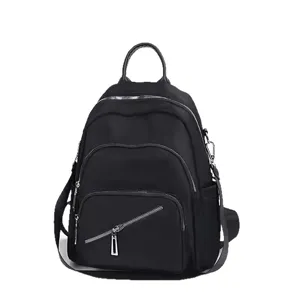 Sac a dos de voyage decontracte de grande capacite en nylon noir pour femme mode