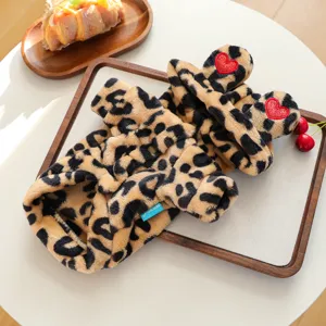 Cute leopard print pet hoodie with heart embroidery and little ears for small dogs and cats.