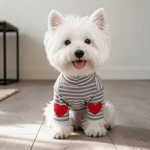 Maglietta a Righe per Cani da Compagnia Maglia a Base di Maglia Calda con Motivo a Cuore per Cuccioli Piccoli Autunno Inverno Casual Top a Due Zampe Petcircle