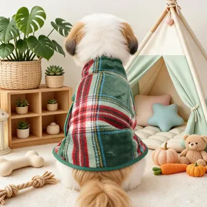 Haustier Weihnachten Karo Bademantel Polyester Fleece Handtuch Für Kleine Hunde Katzen Herbst Winter Warm Kapuzenumhang Karomuster